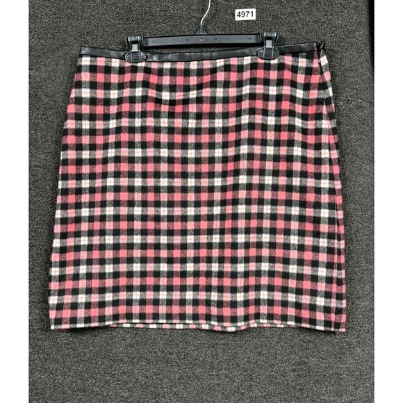 Talbot Wool Blend Pencil Skirt Womens Size 16 Pink Plaid Multicolor Lined ID5125 - Picture 1 of 7